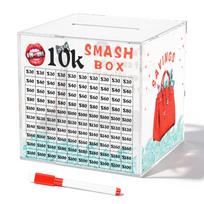 10K Saving Challenge Box Acrylic Smash Box with Tracker Transparent Cash Saving Piggy Bank Goal Container for Financial Planning