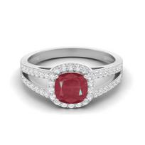 1.67 Cts Cushion Ruby 925 Sterling Silver Solitaire With Accent Split Shank Wedding Engagement Ring 8