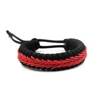 Adjustable Survival Emergency Black And Red 550 Paracord Bracelet Parachute Cord Bracelet Camping Hiking Diy Hand-made raudona