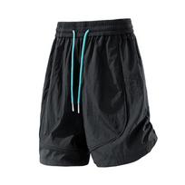 Women's Light Blue Elastic Waist Drawstring Quick Dry Casual Shorts M juoda