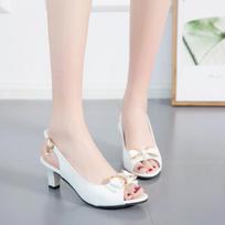 Women's Hollow Bow Large Size High Heeled Sandals Summer 42 balta