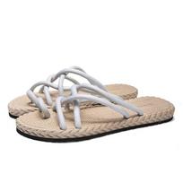 Madingi vyriški sandalai Vasarinės atvirų pirštų šlepetės Vyriškos individualizuotos megztos flip-flop'ai Madingi paplūdimio sandalai Vyriškos kasdienės neslystančios šlepetės 39 balta