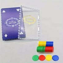 A deck of playing cards and a 50-piece round board game accessory set, plastic Arabic blue box playing cards, washable and casual. 2pcs