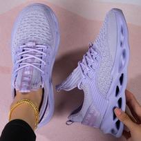 Moteriški/Vyriški Sportbačiai Didelio Dydžio Lengvi Sportiniai Batai Flyweave Fitneso Bėgiojimo Batai Lauko Sportiniai Batai 36 violetinė