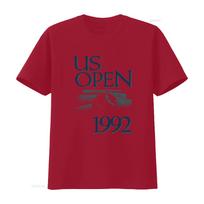 Vintažiniai 1992 m. JAV atvirtojo teniso turnyro marškinėliai Retro stiliaus 90-ųjų gerbėjams L Dydis Balti su Andre Agassi Pete Sampras dizainu vintažiniai Išskalbti S