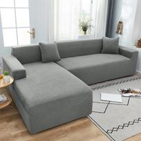 L Shape Sofa Furniture Protector Jacquard Stretch Sofa Cover Sets For Family Room Decor Anti -Dirty Anti -Scratch Couch Corner Slipcover 1 /2 /3 /4 1 seat (90-140cm) tamsiai pilka spalva