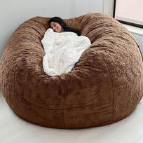 Bean Bag Sofa: Double Three-Person Lazy Sofa and Bed with Crystal Velvet Fabric. 150x75 cm tamsiai ruda spalva