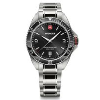 WENGER EXECUTIVE Stainless Steel Case Black Stainless Steel Quartz 200m Water Analog Executive Men's Watch, (316L), Dial, Bracelet, Movement,