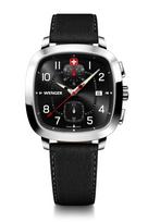 WENGER VINTAGE SPORT CHRONO Chronograph Stainless Steel Case Black Black Recycled Quartz 50m Water Gift Analog Men's Watch, (316L), Dial, Strap,