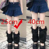 White Black Faux Fur Leg Warmers Boot Covers Goth Solid Leg Socks Punk Jk Knee-Length Hip Hop Hot Girl Fashion Warm Sock Gift S juoda