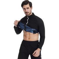 Zipper Long Sleeve Sauna Sweat Jacket Women Waist Trainer Gym Workout Fitness Top S tamsiai mėlyna spalva