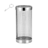 Rotating BBQ Grill Basket with Wood Handle Stainless Steel Cylinder Cage for Camping Non-Stick Outdoor Cooking Tool S A