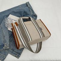 Linen Fabric Handbags for Women Quality Striped Large Capacity Shoulder Crossbody Bag 2026 Latest Plain Color Shopping Totes Bag 33x23x13cm ruda
