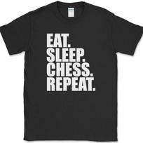 Eat Sleep Chess Repeat T-Shirt Mens Womens Tees Top Funny Player Strategy Humor Gift Text Tee XL