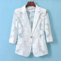Women Jacket Spring Summer Thin Cardigan Sun Protection Clothing Hollow Lace Three-quarter Sleeve Suit Top Ladies M balta