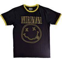 Nirvana Outline Happy Face T-Shirt Black New M