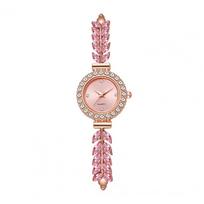 Round Dial Ladies Quartz Watch Slim Strap Rhinestone Watch Women Quartz Watch  Festival Gift rožinė