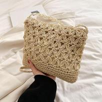 Small Fresh Crossbody Bag, Women's Bag, Straw Woven Shoulder Bag, Niche And Versatile Woven Bags, Simple And Fashiable Handbag smėlis