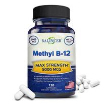 Vitaminas B12 5000 mcg Maisto papildas, su dikalcio fosfatu, 120 kapsulių buteliuke 120 Capsules