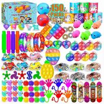 150 Pcs Fidget Toys Party Favors Pack, Randomly Selected Pop Sensory Set Gifts Stickers for Kids Adults Boy Girl Stocking Stuffers Autistic Bulk Goodi