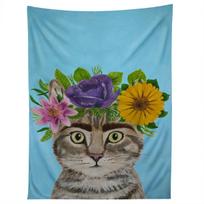 FRIDA KAHLO CAT tapestry 75x100 juoda