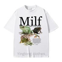 I Love Frogs Funny Frog Amphibian Lovers Meme T-shirts Casual Vintage Short Sleeve Harajuku Short Sleeve Casual XS balta