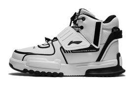 Li Ning Unrestrained Slip Resistant Cushioning, Wear Resistant High top Running Shoes White Black Unisex YKCR172-13 35