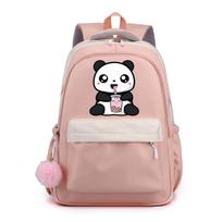 Cute Kawaii Panda Pattern Backpack Girls Boys School Bag New Cartoon Panda High Quality Zipper Backpacks rožinė