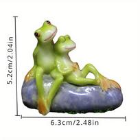 1pc Handcrafted Miniature Frog Couple Figurine Resin Animal Garden Decor, Romantic DIY Fish Tank & Room Accent Fish Tank Accessory žalia