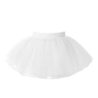 Girls Elastic Waistband Tutu Mesh Skirt Solid Color Four Layer Ballet Dance Skirt Practice Performance Wear 1-6 Years balta