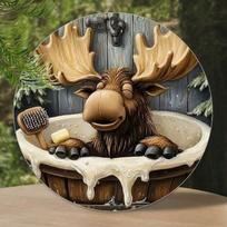 **Optimized English Title (Under 150 characters):**  Vintage Moose Metal Wall Art Sign 8x8 Inch Aluminum Plaque Rustic Cabin Home Decor 20x20 įvairiaspalvis