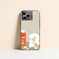 Korean Lovely Line White Puppy Cute  Phone Case Silicone Soft For IPhone 17 16 15 14 13 12 11 X XR Plus Pro Max Plus iPhone15