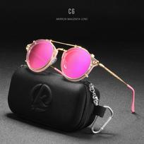 KDEAM Steampunk Clip On Sunglasses Men Round Sun Glasses Women Baroque Carved Legs All-matching Size With Box FREE PACKAGE