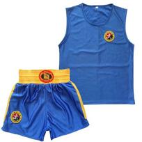 Vest MMA Muay Thai Shorts and T-Shirts Free Combat Sanda Uniform Dragon Kick Boxing Suit  Adult M mėlyna