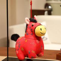 Cute Stuffed Pony Horse Keychain Doll; Toy Bag Pendant; Children's New Year Gift; Year of the Horse Mascot Plush. raudona