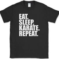 Eat Sleep Karate Repeat T-Shirt Mens Womens Tees Top Funny Martial Arts Hobby Sports Fitness Tee S