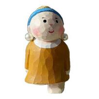 Hand Carved Artistic Figure, Small Wooden Oil Painting Character Figurine, Collectible Handmade Carving Art for Office Desk, Home Decor