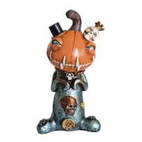 Halloween Pumpkin Doll Statue Horror Resin Pumpkin Skull Figurine for Home Office Table Shelf Mantel Decor A