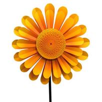 Sunflower Wind Spinner 360 Degree Rotating Windmill Yard Art with Stake Metal Flower Kinetic Wind Sculpture for Yard Lawn Patio Decor A