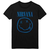 Nirvana T Shirt Blue Smile Band Logo new Official Mens Black S