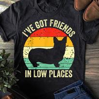 Retro Corgi T-Shirt Funny Dog Lover Women T Shirt Cotton Tops S juoda
