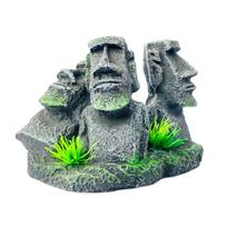 Resin Moai Statue Aquarium Ornament Creative Garden Decoration Rock Sculpture for Fish Tank Landscape Design Indoor Outdoor Use One Size