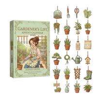 2025 Gardener's Life Advent Calendar 24 Pieces Acrylic Hanging Ornaments Plane Box Countdown Calendar Blind Box Set for Daily Display One Size