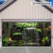 2D Mossy Rock Waterfall Garage Door Cover for Nature & Garden-Inspired Events 47.2x31.5inch/120*80cm