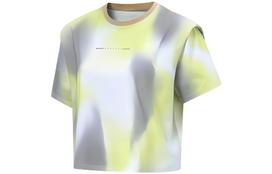 Li Ning Fitness Series T Shirts Women's Goat Gray All Over Print Crew Neck Moderate Straight Fit ATST218-6 XL