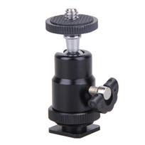 Aluminum Tripod Ball Head 1/4 Hot Shoe Adapter Metal Light Flash Bracket with Lock Camera Accessories 360 Degree for GOPRO