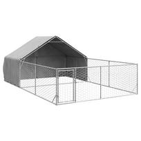 vidaXL Lauko voljeras šunims su aptvaru, 6x3x1,9m, plienas