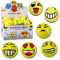 Linksmas geltonas kamuoliukas su emocijomis, 10 cm