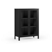 Juodos spalvos iš pušies masyvo vitrina 90x120x40 cm Alessandra – Marckeric