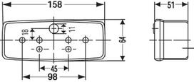 Galinis žibintas Hella dešinysis 158 x 51 x 64 mm stačiakampis 12/24 V raudona/oranžinė (2385161)